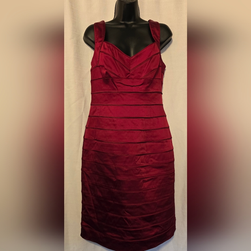 Ralph Lauren Deep Red Mini Dress With Sweetheart Neckline Formal Structured - Picture 2 of 7